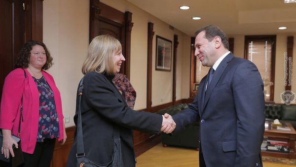 Министр обороны Давид Тоноян принял чрезвычайного и Полномочного посла США в РА Линн Трейси (11 марта 2019). Еревaн - Sputnik Армения