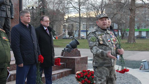Председатель ОО «Союз Ветеранов сводного полка Народного ополчения Республики Крым» Армен Мартоян на годовщине открытия памятника Ополчению всех времен (29 декабря 2017). Симферополь - Sputnik Армения