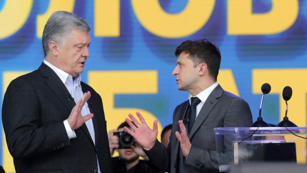Дебаты между кандидатами в президенты Петром Порошенко и Владимиром Зеленским в НСК Олимпийский (19 апреля 2019). Киев - Sputnik Армения