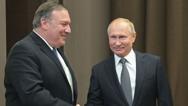 Встреча президента России Владимира Путина и и госсекретаря США Майка Помпео (14 мая 2019). Сочи - Sputnik Армения