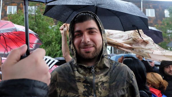 Давид Санасарян перед зданием суда общей юрисдикции столичных административных районов Аван и Нор Норк (20 мая 2019). Еревaн - Sputnik Армения