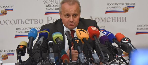 Пресс-конференция Чрезвычайного и Полномочного посла России в Армении Сергея Копыркина (11 июня 2019). Еревaн - Sputnik Արմենիա