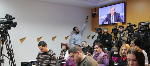 Пресс-конференция генерального секретаря ОДКБ Николая Бордюжи в пресс-центре Sputnik Армения - Sputnik Армения