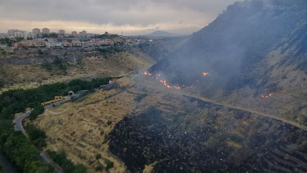 Пожар в Разданском ущелье около Давташенского моста Пожар в Разданском ущелье около Давташенского моста - Sputnik Армения