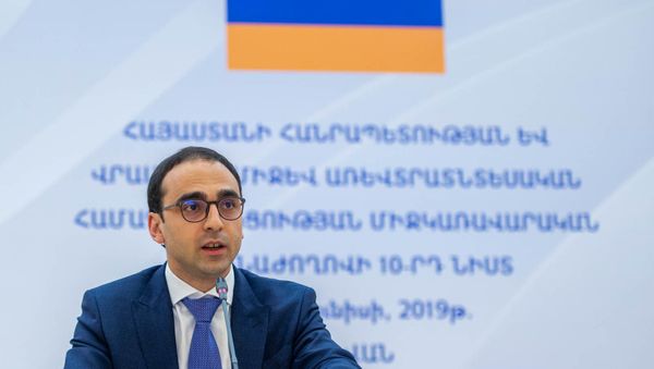 Вице-премьер Армении Тигран Авинян во время десятого заседания межправительственной комиссии по торгово-экономическому сотрудничеству (27 июня 2019). Еревaн - Sputnik Արմենիա
