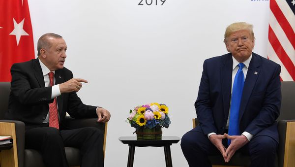 Встреча президентов Турции и США Реджепа Тайипа Эрдогана и Дональда Трампа на полях саммита G20 (29 июня 2019). Осака - Sputnik Армения