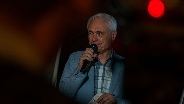 Композитор Тигран Мансурян на открытии инсталляции Храм кино в кинотеатре Айрарат (8 июля 2019). Еревaн - Sputnik Արմենիա