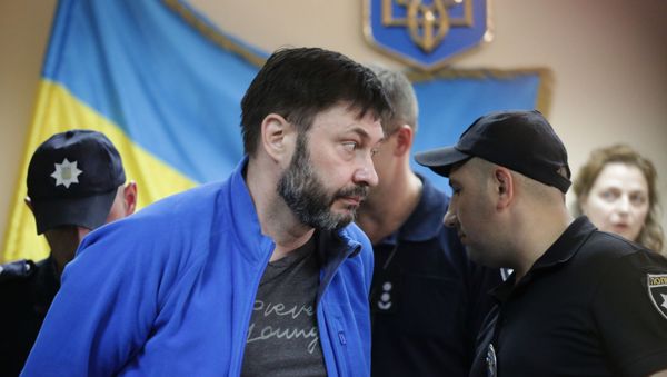 Руководитель портала РИА Новости Украина Кирилл Вышинский на заседании Подольского суда (19 июля 2019). Киев Руководитель портала РИА Новости Украина Кирилл Вышинский на заседании Подольского суда (19 июля 2019). Киев - Sputnik Армения