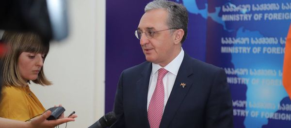 Министр иностранных дел Армении Зограб Мнацаканян на совместном брифинге с главой МИД Грузии Давидом Залкалиани (24 июля 2019). Тбилиси Министр иностранных дел Армении Зограб Мнацаканян на совместном брифинге с главой МИД Грузии Давидом Залкалиани (24 июля 2019). Тбилиси - Sputnik Армения