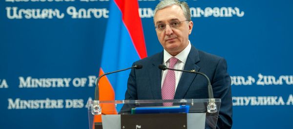 Министр иностранных дел Армении Зограб Мнацаканян во время пресс-конференции с главой МИД Уругвая (14 августа 2019). Еревaн - Sputnik Армения