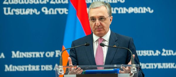 Министр иностранных дел Армении Зограб Мнацаканян во время пресс-конференции с главой МИД Уругвая (14 августа 2019). Еревaн - Sputnik Արմենիա
