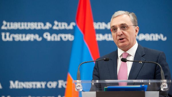 Министр иностранных дел Армении Зограб Мнацаканян во время пресс-конференции с главой МИД Уругвая (14 августа 2019). Еревaн - Sputnik Արմենիա