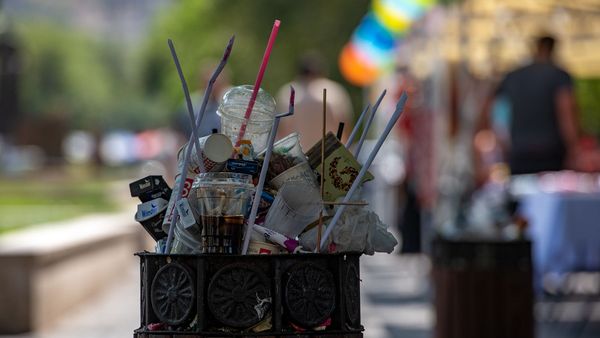 Переполненный мусорный бак в Ереване - Sputnik Армения