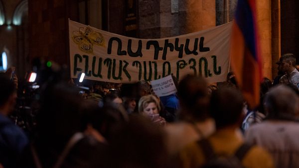 Акция протеста против эксплуатации Амулсара перед Домом правительства (11 сентября 2019). Еревaн - Sputnik Армения
