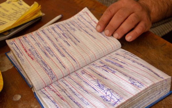 Тетрадь с долгами односельчан в магазине Хачика в селе Личк Сюникской области Тетрадь с долгами односельчан в магазине Хачика в селе Личк Сюникской области - Sputnik Армения