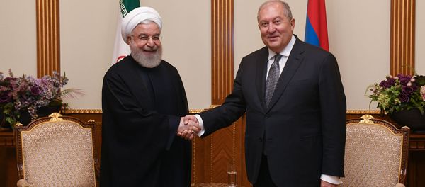 Встреча президентов Армении и Ирана Армена Саркисяна и Хасана Роухани (30 сентября 2019). Еревaн - Sputnik Армения