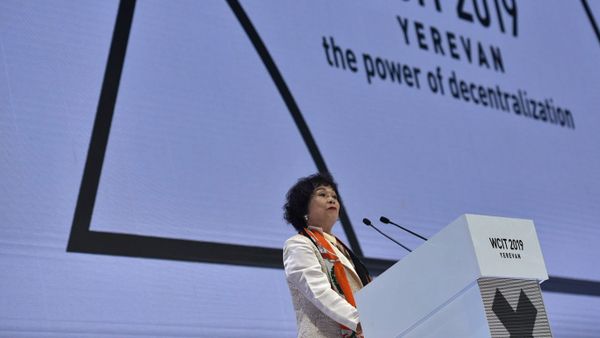 Президент Всемирного альянса информационных технологий и услуг (WITSA) Ивон Чу на открытии WCIT 2019 (7 октября 2019). Еревaн - Sputnik Армения