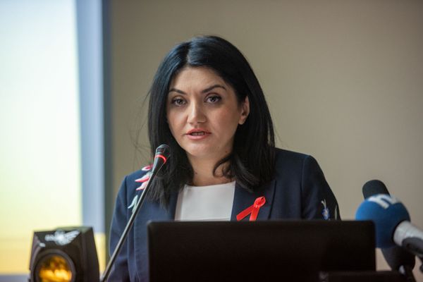 Замминистра здравоохранения Армении Лена Нанушян на мероприятии, посвященном 30-летию создания Республиканского Центра по профилактике СПИДа (23 октября 2019). Еревaн - Sputnik Армения
