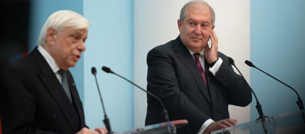 Совместная пресс-конференция президентов Армении и Греции Армена Саркисяна и Прокописа Павлопулоса (5 ноября 2019). Еревaн - Sputnik Արմենիա