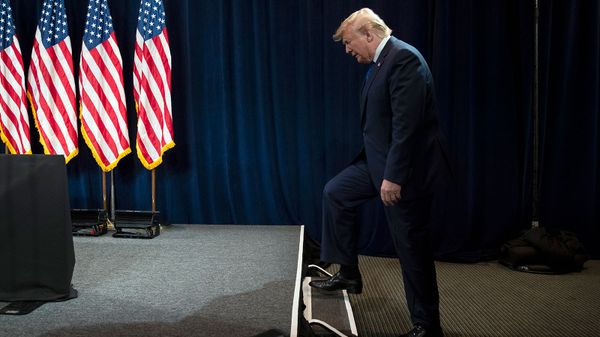 Президент США Дональд Трамп перед выступлением в Джорджийском Всемирном Конгресс-центре (8 ноября 2019). Атланта - Sputnik Армения