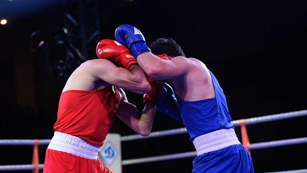 Карен Тонаканян и Грайр Шахвердян в финале чемпионата по боксу Золотые перчатки (18 декабря 2019). Еревaн - Sputnik Արմենիա