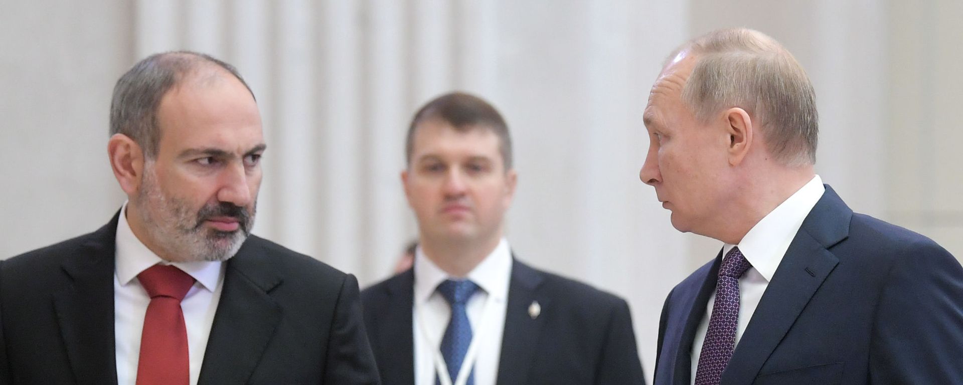 Премьер-министр Армении Никол Пашинян и президент России Владимир Путин на заседаниии Высшего евразийского экономического совета (20 декабря 2019). Санкт-Петербург - Sputnik Армения, 1920, 23.03.2021