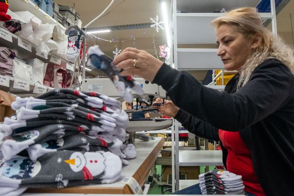 Производство носков с новогодней тематикой Производство носков с новогодней тематикой - Sputnik Армения