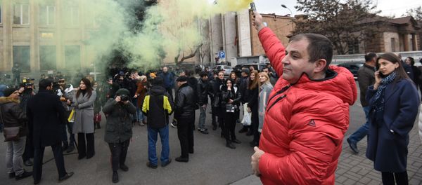 Нарек Малян с акцией в поддержку  Грайра Товмасяна здания Конституционного суда (27 декабря 2019). Еревaн - Sputnik Արմենիա