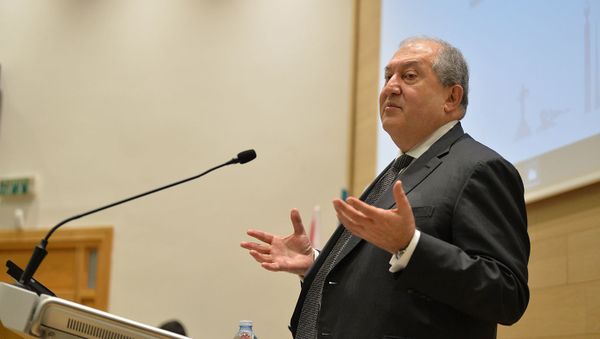 Президент Армении Армен Саркисян выступает с лекцией в Технологическом университете Холона (24 января 2020). Холон, Израиль - Sputnik Արմենիա