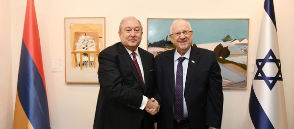 Президент Армении Армен Саркисян встретился с президентом Израиля Реувеном Ривлином (26 января 2020). Иерусалим Президент Армении Армен Саркисян встретился с президентом Израиля Реувеном Ривлином (26 января 2020). Иерусалим - Sputnik Армения