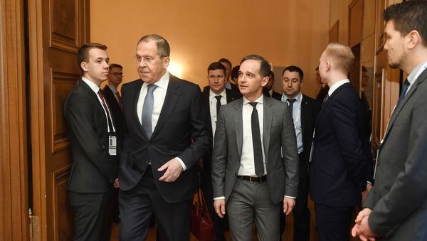 Министр иностранных дел России Сергей Лавров (2ndL) и его немецкий коллега Хейко Маас на 56-й Мюнхенской конференции по безопасности, которая проходит с 14 по 16 февраля (15 февраля 2020). Мюнхен, Южная Германия - Sputnik Армения