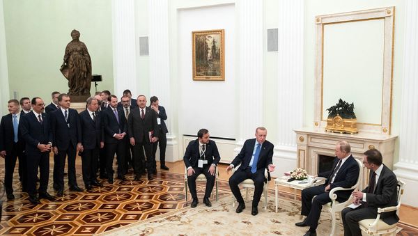 Встреча президентов России и Турции Владимира Путина и Реджепа Тайиа Эрдогана (5 марта 2020). Москва - Sputnik Армения