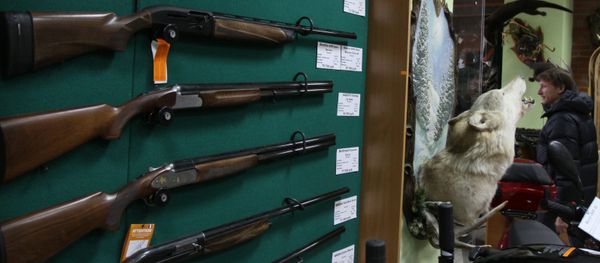 Образцы оружия на витрине оружейного магазина  - Sputnik Армения