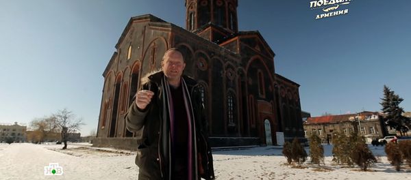 Кадр из юбилейного 300-го выпуска телепроекта Поедем поедим телеканала НТВ из Армении - Sputnik Армения