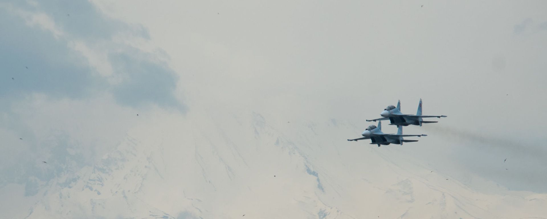 Истребители Су-30СМ пролетают над парком Победы на авиапараде (9 мая 2020). Еревaн - Sputnik Армения, 1920, 21.03.2021