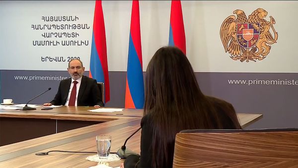 Пресс-секретарь премьер-министра Мане Геворгян на онлайн пресс-конференции Никола Пашиняна (16 мая 2020). Еревaн - Sputnik Армения