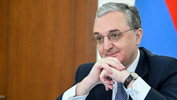 Министр иностранных дел Армении Зограб Мнацаканян на заседании Совета МИД стран членов ОДКБ в формате видеоконференции (26 мая 2020). Еревaн - Sputnik Արմենիա