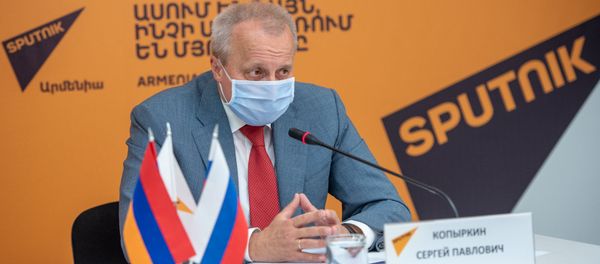 Посол России в Армении Сергей Копыркин во время онлайн пресс-конференции (11 июня 2020). Еревaн - Sputnik Армения