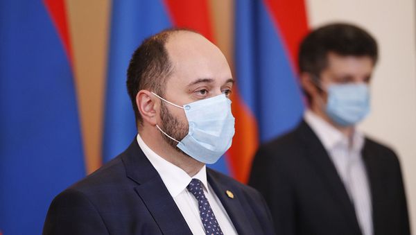 Министр образования, науки, культуры и спорта Араик Арутюнян на онлайн брифинге (1 июля 2020). Еревaн - Sputnik Արմենիա