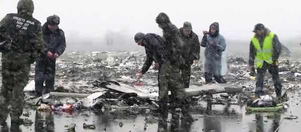 На месте крушения пассажирского самолета Boeing-737-800, который разбился при посадке в аэропорту Ростова-на-Дону На месте крушения пассажирского самолета Boeing-737-800, который разбился при посадке в аэропорту Ростова-на-Дону - Sputnik Армения