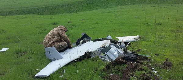 Сбитый азербайджанский дрон Сбитый азербайджанский дрон - Sputnik Армения