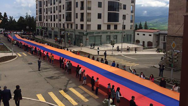 100-метровый армянский трикололор в Арцахе, Нагорный Карабах - Sputnik Армения