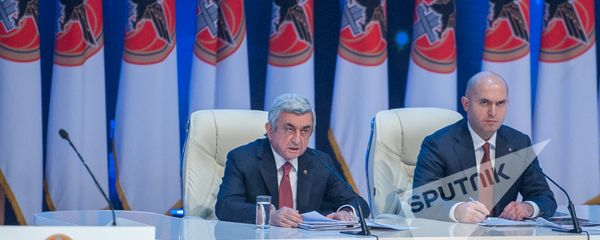 XVI съезд РПА. Президент Армении и РПА Серж Саргсян и Армен Ашотян - Sputnik Արմենիա