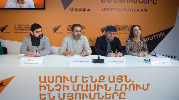 П/к актеров фильма Землетрясение. Арман Навасардян, Грант Тохатян, Армен Маргарян и Татев Овакимян - Sputnik Արմենիա