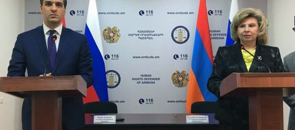 Омбудсмен Армении Арман Татоян и Уполномоченный по правам человека в РФ Татьяна Москалькова - Sputnik Արմենիա