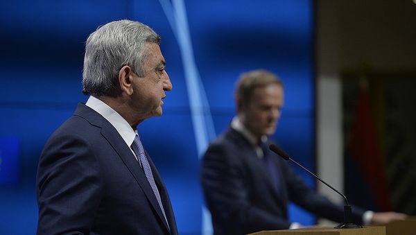 ПРЕЗИДЕНТ СЕРЖ САРГСЯН ВСТРЕТИЛСЯ С ПРЕДСЕДАТЕЛЕМ СОВЕТА ЕВРОПЫ ДОНАЛЬДОМ ТУСКОМ - Sputnik Армения