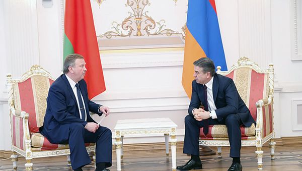 Премьер-министр Армении Карен Карапетян в рамках рабочего визита в Казань провел встречу с премьер-министром Республики Беларусь Андреем Кобяковым - Sputnik Արմենիա