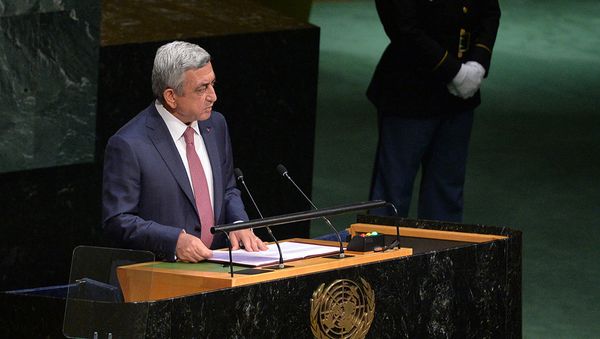 выступление президента Армении Сержа Саргсяна на 70-й сессии Генассамблеи ООН выступление президента Армении Сержа Саргсяна на 70-й сессии Генассамблеи ООН - Sputnik Армения