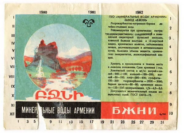 Ярлык минеральных вод Бжни, 1980 год - Sputnik Армения