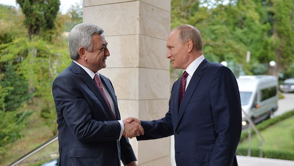 Встреча президентов Армении и России Сержа Саргсяна и Владимира Путина Встреча президентов Армении и России Сержа Саргсяна и Владимира Путина - Sputnik Армения